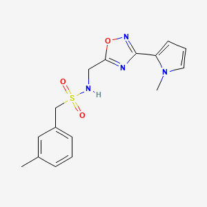 molecular formula C16H18N4O3S B2609995 N-((3-(1-methyl-1H-pyrrol-2-yl)-1,2,4-oxadiazol-5-yl)methyl)-1-(m-tolyl)methanesulfonamide CAS No. 2034409-24-8