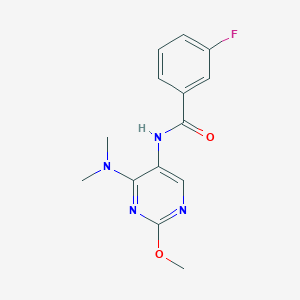 molecular formula C14H15FN4O2 B2610012 N-[4-(dimethylamino)-2-methoxypyrimidin-5-yl]-3-fluorobenzamide CAS No. 1797622-12-8