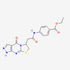 Ethyl 4-(2-(4-oxo-1,4,6,7-tetrahydropyrazolo[3,4-d]thiazolo[3,2-a]pyrimidin-6-yl)acetamido)benzoate
