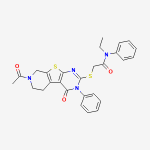 2-((7-acetyl-4-oxo-3-phenyl-3,4,5,6,7,8-hexahydropyrido[4',3':4,5]thieno[2,3-d]pyrimidin-2-yl)thio)-N-ethyl-N-phenylacetamide