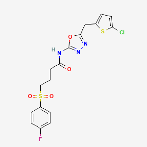 N-(5-((5-chlorothiophen-2-yl)methyl)-1,3,4-oxadiazol-2-yl)-4-((4-fluorophenyl)sulfonyl)butanamide