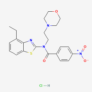 molecular formula C22H25ClN4O4S B2610100 N-(4-ethylbenzo[d]thiazol-2-yl)-N-(2-morpholinoethyl)-4-nitrobenzamide hydrochloride CAS No. 1216541-18-2