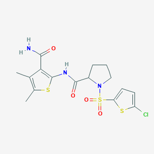 N-(3-carbamoyl-4,5-dimethylthiophen-2-yl)-1-((5-chlorothiophen-2-yl)sulfonyl)pyrrolidine-2-carboxamide