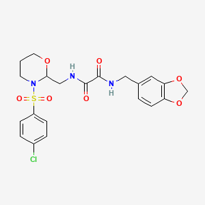 N1-(benzo[d][1,3]dioxol-5-ylmethyl)-N2-((3-((4-chlorophenyl)sulfonyl)-1,3-oxazinan-2-yl)methyl)oxalamide