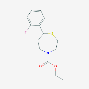 molecular formula C14H18FNO2S B2610118 Ethyl 7-(2-fluorophenyl)-1,4-thiazepane-4-carboxylate CAS No. 1705246-22-5