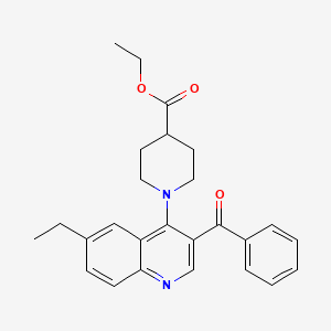 molecular formula C26H28N2O3 B2610119 Ethyl 1-(3-benzoyl-6-ethylquinolin-4-yl)piperidine-4-carboxylate CAS No. 866845-01-4