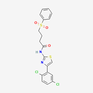 molecular formula C19H16Cl2N2O3S2 B2610174 N-(4-(2,5-dichlorophenyl)thiazol-2-yl)-4-(phenylsulfonyl)butanamide CAS No. 923000-17-3