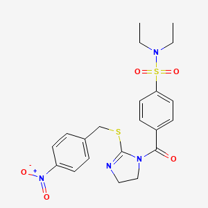 N,N-diethyl-4-(2-((4-nitrobenzyl)thio)-4,5-dihydro-1H-imidazole-1-carbonyl)benzenesulfonamide