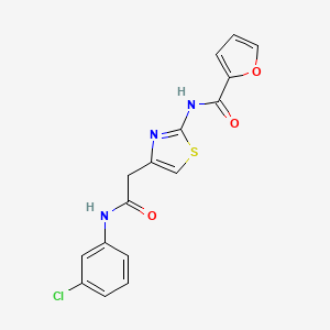 molecular formula C16H12ClN3O3S B2610245 N-(4-{[(3-chlorophenyl)carbamoyl]methyl}-1,3-thiazol-2-yl)furan-2-carboxamide CAS No. 921865-70-5
