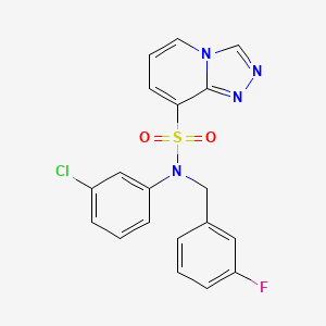 molecular formula C19H14ClFN4O2S B2610271 N-(3-chlorophenyl)-N-[(3-fluorophenyl)methyl]-[1,2,4]triazolo[4,3-a]pyridine-8-sulfonamide CAS No. 1251606-09-3