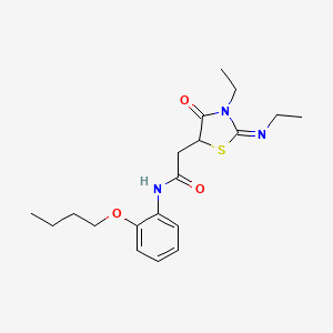 molecular formula C19H27N3O3S B2610314 N-(2-butoxyphenyl)-2-[(2Z)-3-ethyl-2-(ethylimino)-4-oxo-1,3-thiazolidin-5-yl]acetamide CAS No. 1164560-79-5