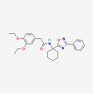 molecular formula C26H31N3O4 B2610340 2-(3,4-diethoxyphenyl)-N-[1-(3-phenyl-1,2,4-oxadiazol-5-yl)cyclohexyl]acetamide CAS No. 1396856-23-7