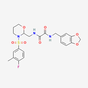 N1-(benzo[d][1,3]dioxol-5-ylmethyl)-N2-((3-((4-fluoro-3-methylphenyl)sulfonyl)-1,3-oxazinan-2-yl)methyl)oxalamide