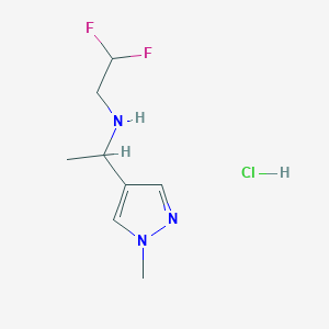 molecular formula C8H14ClF2N3 B2610375 N-(2,2-Difluoroethyl)-N-[1-(1-methyl-1H-pyrazol-4-yl)ethyl]amine hydrochloride CAS No. 1431970-24-9