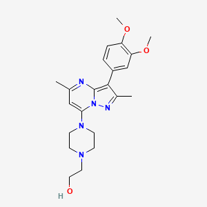 molecular formula C22H29N5O3 B2610402 2-(4-(3-(3,4-Dimethoxyphenyl)-2,5-dimethylpyrazolo[1,5-a]pyrimidin-7-yl)piperazin-1-yl)ethanol CAS No. 900874-54-6