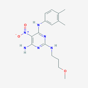 N4-(3,4-dimethylphenyl)-N2-(3-methoxypropyl)-5-nitropyrimidine-2,4,6-triamine
