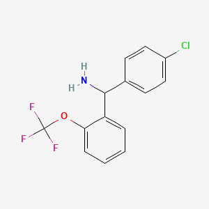 molecular formula C14H11ClF3NO B2610471 (4-Chlorophenyl)(2-(trifluoromethoxy)phenyl)methanamine CAS No. 1466763-07-4