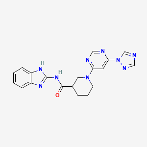 molecular formula C19H19N9O B2610487 1-(6-(1H-1,2,4-triazol-1-yl)pyrimidin-4-yl)-N-(1H-benzo[d]imidazol-2-yl)piperidine-3-carboxamide CAS No. 1797696-17-3