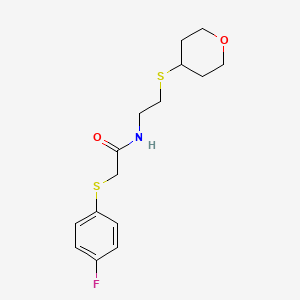 2-((4-fluorophenyl)thio)-N-(2-((tetrahydro-2H-pyran-4-yl)thio)ethyl)acetamide