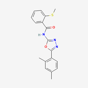 molecular formula C18H17N3O2S B2610518 N-[5-(2,4-dimethylphenyl)-1,3,4-oxadiazol-2-yl]-2-(methylsulfanyl)benzamide CAS No. 896026-16-7