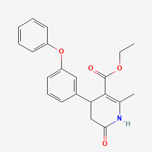 molecular formula C21H21NO4 B2610541 Ethyl 2-methyl-6-oxo-4-(3-phenoxyphenyl)-1,4,5,6-tetrahydropyridine-3-carboxylate 