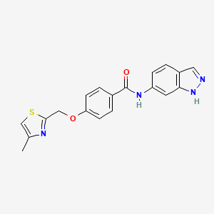 molecular formula C19H16N4O2S B2610562 N-(1H-indazol-6-yl)-4-[(4-methyl-1,3-thiazol-2-yl)methoxy]benzamide CAS No. 1251580-28-5