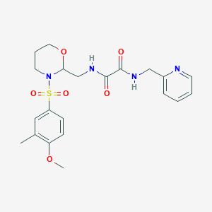 molecular formula C21H26N4O6S B2610566 N1-((3-((4-methoxy-3-methylphenyl)sulfonyl)-1,3-oxazinan-2-yl)methyl)-N2-(pyridin-2-ylmethyl)oxalamide CAS No. 872986-20-4