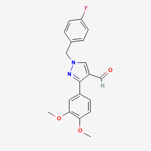 molecular formula C19H17FN2O3 B2610583 3-(3,4-dimethoxyphenyl)-1-(4-fluorobenzyl)-1H-pyrazole-4-carbaldehyde CAS No. 1006479-97-5