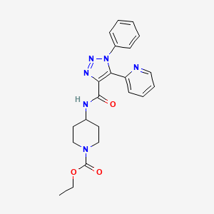molecular formula C22H24N6O3 B2610585 ethyl 4-[1-phenyl-5-(pyridin-2-yl)-1H-1,2,3-triazole-4-amido]piperidine-1-carboxylate CAS No. 1396869-19-4