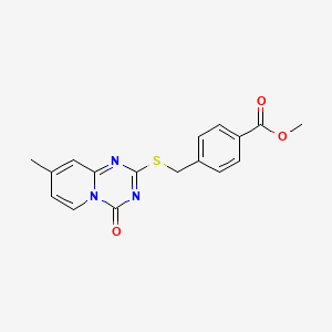 molecular formula C17H15N3O3S B2610597 methyl 4-[({8-methyl-4-oxo-4H-pyrido[1,2-a][1,3,5]triazin-2-yl}sulfanyl)methyl]benzoate CAS No. 896335-95-8