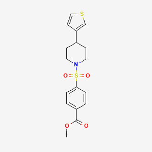 molecular formula C17H19NO4S2 B2610600 Methyl 4-((4-(thiophen-3-yl)piperidin-1-yl)sulfonyl)benzoate CAS No. 1396870-07-7