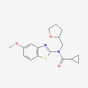 molecular formula C17H20N2O3S B2610627 N-(5-methoxy-1,3-benzothiazol-2-yl)-N-[(oxolan-2-yl)methyl]cyclopropanecarboxamide CAS No. 920156-27-0