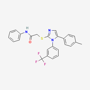molecular formula C25H20F3N3OS B2610656 N-phenyl-2-((5-(p-tolyl)-1-(3-(trifluoromethyl)phenyl)-1H-imidazol-2-yl)thio)acetamide CAS No. 1226432-78-5