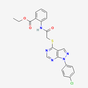 molecular formula C22H18ClN5O3S B2610687 ethyl 2-(2-((1-(4-chlorophenyl)-1H-pyrazolo[3,4-d]pyrimidin-4-yl)thio)acetamido)benzoate CAS No. 893913-80-9