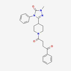 molecular formula C24H26N4O3 B2610690 1-(4-(1-methyl-5-oxo-4-phenyl-4,5-dihydro-1H-1,2,4-triazol-3-yl)piperidin-1-yl)-4-phenylbutane-1,4-dione CAS No. 1421490-89-2