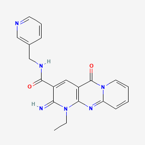 molecular formula C20H18N6O2 B2610705 7-ethyl-6-imino-2-oxo-N-(pyridin-3-ylmethyl)-1,7,9-triazatricyclo[8.4.0.03,8]tetradeca-3(8),4,9,11,13-pentaene-5-carboxamide CAS No. 618079-72-4