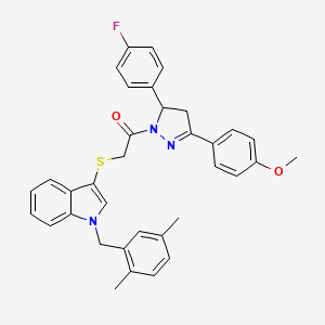 B2610723 2-((1-(2,5-dimethylbenzyl)-1H-indol-3-yl)thio)-1-(5-(4-fluorophenyl)-3-(4-methoxyphenyl)-4,5-dihydro-1H-pyrazol-1-yl)ethanone CAS No. 681279-81-2