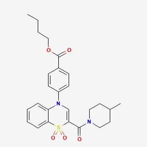 molecular formula C26H30N2O5S B2610755 butyl 4-(2-(4-methylpiperidine-1-carbonyl)-1,1-dioxido-4H-benzo[b][1,4]thiazin-4-yl)benzoate CAS No. 1031960-62-9