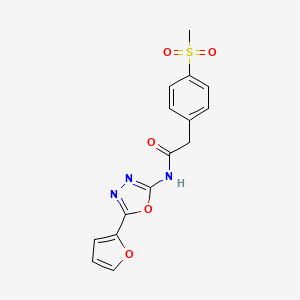 molecular formula C15H13N3O5S B2610781 N-(5-(furan-2-yl)-1,3,4-oxadiazol-2-yl)-2-(4-(methylsulfonyl)phenyl)acetamide CAS No. 942008-66-4