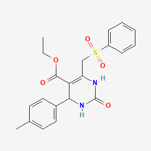molecular formula C21H22N2O5S B2610784 Ethyl 4-(4-methylphenyl)-2-oxo-6-[(phenylsulfonyl)methyl]-1,2,3,4-tetrahydropyrimidine-5-carboxylate CAS No. 902277-65-0