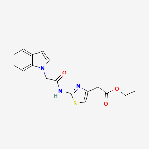 molecular formula C17H17N3O3S B2610789 ethyl 2-(2-(2-(1H-indol-1-yl)acetamido)thiazol-4-yl)acetate CAS No. 948475-35-2