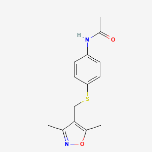 molecular formula C14H16N2O2S B2610796 N-(4-{[(3,5-dimethyl-4-isoxazolyl)methyl]sulfanyl}phenyl)acetamide CAS No. 860649-65-6