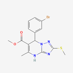 molecular formula C15H15BrN4O2S B2610895 METHYL 7-(3-BROMOPHENYL)-5-METHYL-2-(METHYLSULFANYL)-4H,7H-[1,2,4]TRIAZOLO[1,5-A]PYRIMIDINE-6-CARBOXYLATE CAS No. 941943-41-5