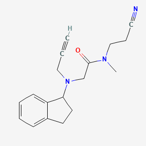 molecular formula C18H21N3O B2610920 N-(2-cyanoethyl)-2-[(2,3-dihydro-1H-inden-1-yl)(prop-2-yn-1-yl)amino]-N-methylacetamide CAS No. 1241217-75-3