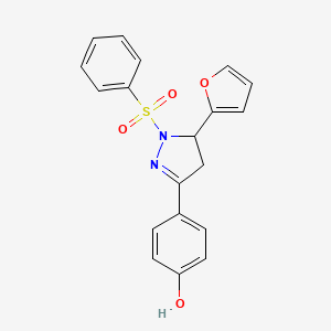 4-(5-(furan-2-yl)-1-(phenylsulfonyl)-4,5-dihydro-1H-pyrazol-3-yl)phenol