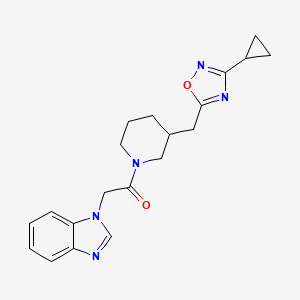 2-(1H-benzo[d]imidazol-1-yl)-1-(3-((3-cyclopropyl-1,2,4-oxadiazol-5-yl)methyl)piperidin-1-yl)ethanone
