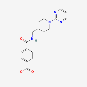 molecular formula C19H22N4O3 B2611050 Methyl 4-(((1-(pyrimidin-2-yl)piperidin-4-yl)methyl)carbamoyl)benzoate CAS No. 1235337-17-3
