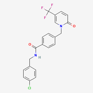 molecular formula C21H16ClF3N2O2 B2611119 N-(4-chlorobenzyl)-4-{[2-oxo-5-(trifluoromethyl)-1(2H)-pyridinyl]methyl}benzenecarboxamide CAS No. 339025-02-4
