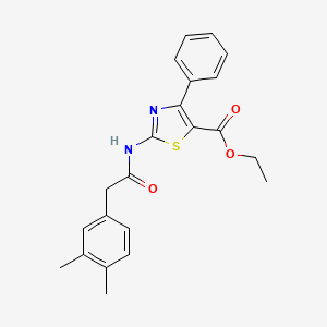 molecular formula C22H22N2O3S B2611123 Ethyl 2-(2-(3,4-dimethylphenyl)acetamido)-4-phenylthiazole-5-carboxylate CAS No. 921787-94-2