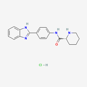 molecular formula C19H21ClN4O B2611131 (2R)-N-[4-(1H-Benzimidazol-2-yl)phenyl]piperidine-2-carboxamide;hydrochloride CAS No. 2171290-70-1